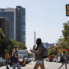 Street view on campus with students